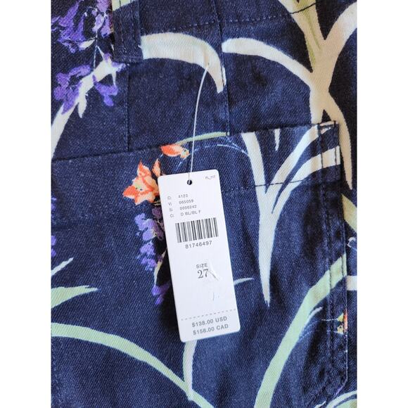 NWT Maeve The Colette Cropped Wide-Leg Linen Pants Sz 27 Dark Blue Floral #7E404 - Picture 8 of 12